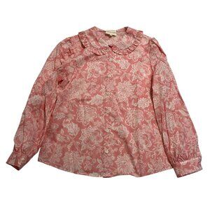 Maria de la Orden Blouse Peter Pan Collar Blouse in Pink White Floral